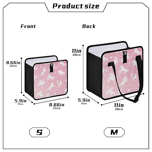 Car Trash Can Organizer Bin with Adjustable Strap for Back Front Seat Console Waterproof Leakproof Collapsible Portable 11 Inch Pink Unicorns Silhouette and Stars