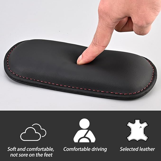 Car Knee Cushion, Leather Memory Foam Vehicle Center Console Knee Rest Cushion Pad, Soft Comfort Auto Door Armrest Leg Elbow Support Pillow, Universal for Vehicles (Red)