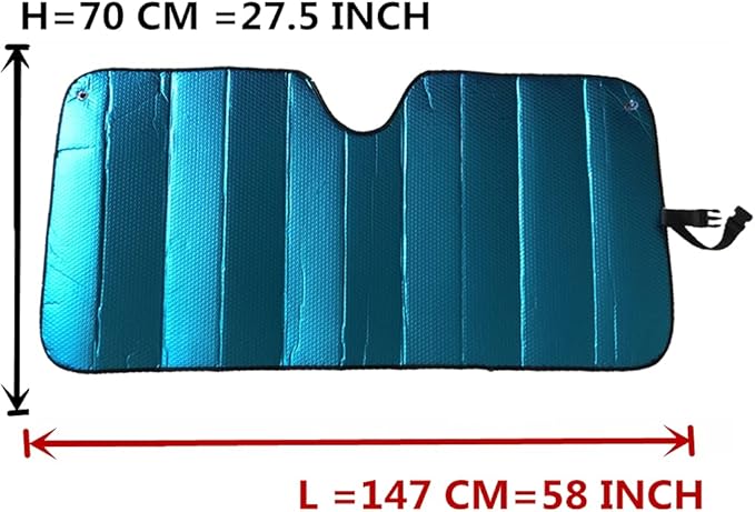 Car Windshield Sunshade-Thicken 5-Layer Bubble Block Heat and Sun UV Rays,Front Windshield Sun Shade,Sun Visor for Car- Keeps Your Vehicle Cool - 57 x 27.5 Inch (Blue)