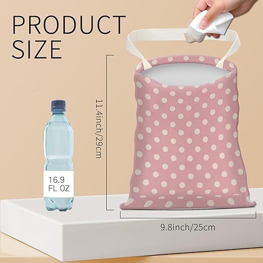 BEAKND Hanging Car Garbage Bag, Cute Car Trash Can Bag, Automotive Accessories for Women Men Cute Pink Dot
