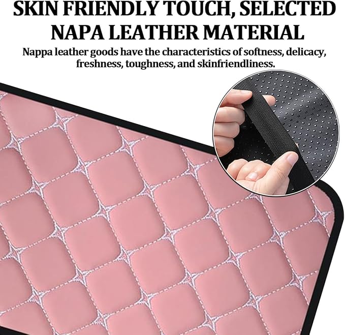 Car Center Console Cushion Pad, Comfortable PU Leather Vehicle Armrest Seat Box Cover, Waterproof Automotive Interior Arm Rest Protector Accessories, Universal Fit (Pink)