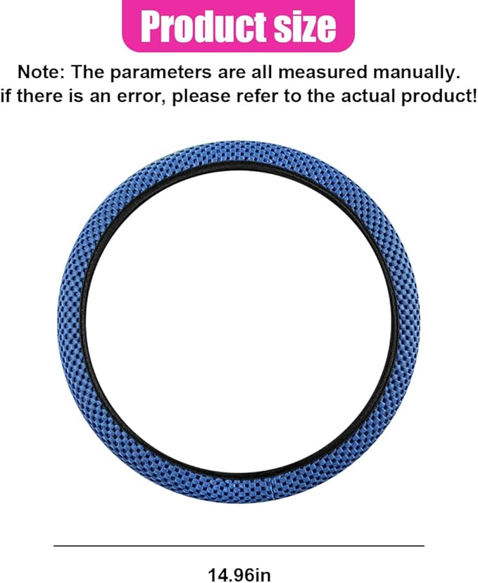 Elastic Stretch Steering Wheel Cover, Anti-Slip 15 inch Microfiber Odorless Breathable Ice Silk Car Steering Wheel Protector, Easy Carry, Warm in Winter & Cool in Summer (Blue)