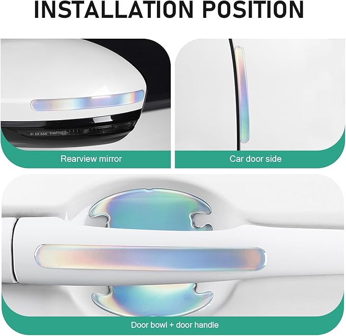 Car Door Handle Protector, Car Door Bowl Anti-Scratch Protective Sticker for, Waterproof Self-adhesive Personalized Carbon Fiber Decoration, Suitable for Most Car Accessories (Multicolored)