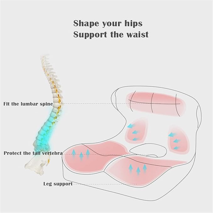 Car Seat Cushion & Lumbar Support Memory Foam Chair Pad, Back Support Pillow Chair Cushion for Office Reduce Tailbone Pressure & Improve Comfort(Rojo)