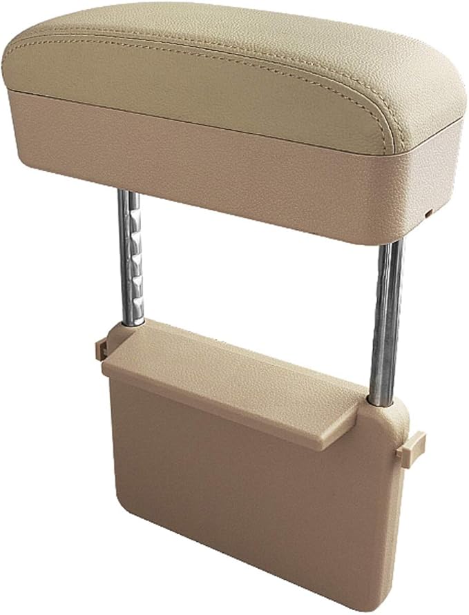 SKTU Auto Car Armrest Extender Support Elbow & Forearm Arm Wrist Rest Support Adjustable Height Comfort Pad Universal Fit for Most Car Models Center Console (Beige)