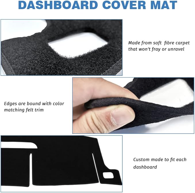 Dashboard Cover Compatible with 2007-2014 Tahoe Avalanche Suburban GMC Yukon Denali 07-13 Sierra SLT Silverado LTZ Dash Cover Mat Black Premium Carpet Without Dash Speaker