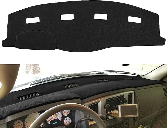Yiz Dashboard Cover Dash Mat Pad Custom Fit for 2006-2008 Dodge Ram 1500 2500 3500,2009 Ram 2500 3500 4500 5500,2010 Ram 4500 5500 Without Cutout for Dash Speakers (06-08 Black) J16