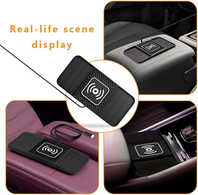 Wireless Charging Pad for Car for Chevrolet Trax 2015-2022 2024-2026, DIY Trim-to-Fit Slim Non Slip Fast Charger Car Wireless Charging Pad 30CM Cable,A&30cm Type-C Plug Cable
