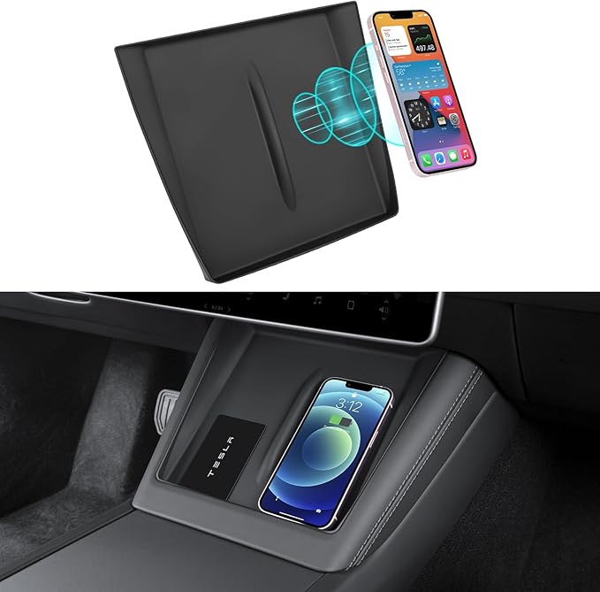 Silicone Mat for 2026 Tesla Model Y Center Console Wireless Charging Protector for 2024-2025 Tesla Model 3 and 2025-2026 New Model Y Juniper, Black