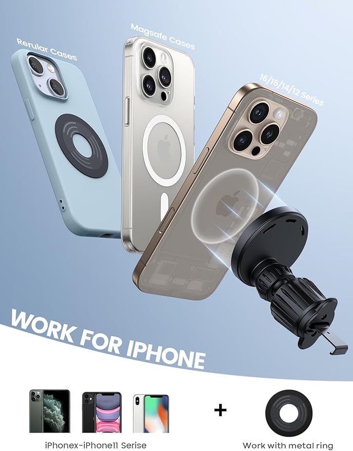 Lamicall for MagSafe Car Mount Charger - [2025 Ultra Magnet] 15W Wireless Car Phone Holder Charger - HandsFree Magnetic Phone Holders for Your Car Vent for iPhone 17 16 15 14 13 Pro Max Mag Safe Case
