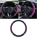 Bling Soft Leather Steering Wheel Cover, 15 Inch Colorful Rhinestones Auto Elastic Protector with Crystal Diamond for Women Girls, Car Accessories for Most Cars, SUVs (Purple)