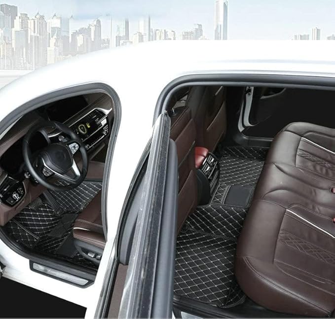 Custom Making Car Floor Mats for 96% Car Model Luxury Leather All Weather Waterproof Anti-Skid Full Coverage Liners (Yellow)