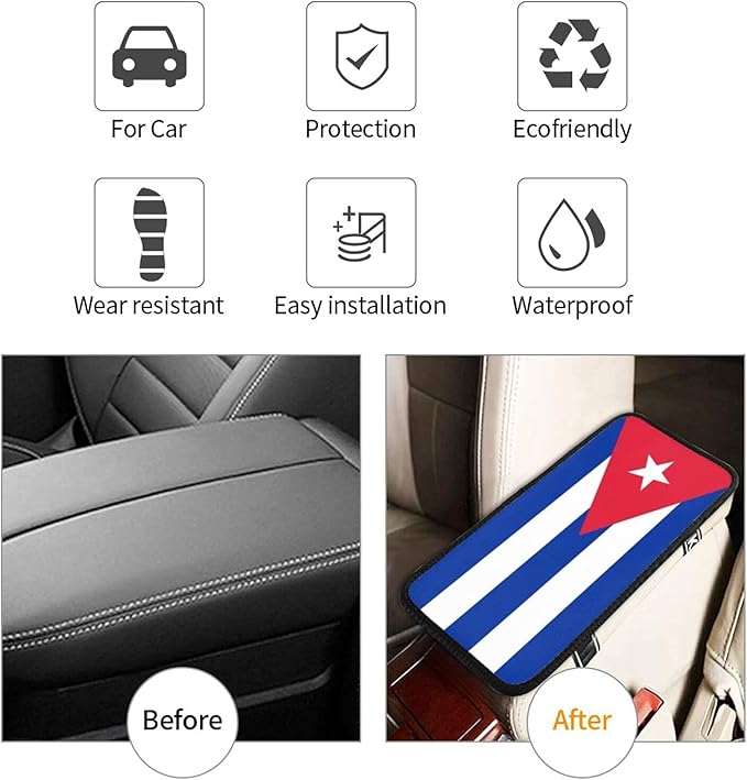 SHUANGFEI Custom Auto Center Console Pad Car Armrest Seat Cover, Add Your Image/Text Personalized Seat Box Cover Protector, Car Decor Accessories for Most Vehicle Sedan, Truck, SUV