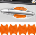 4PCS Car Door Handle Protector Sticker, Universal Carbon Fiber Anti-Scratches Auto Protective Film, Car Door Side Paint Cover Guard Stickers Fit for Most Car Handles （Orange/4PCS）