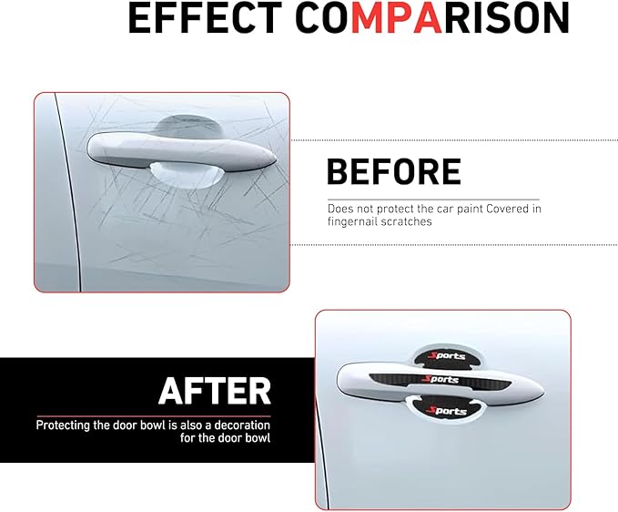 8PCS Car Door Protectors, Sports Auto Door Handle Scratch Protector, Self-Adhesive Anti-Scratch Car Doors Cup Scratchs Protector Handle Bowl Sticker, Universal for Most Cars SUVs Trucks