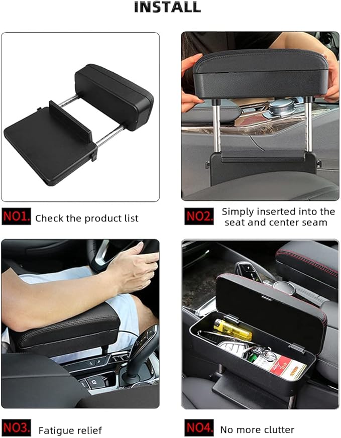 AOWIS Car Console Armrest Box Arm Rest Height Adjustable Comfort Elbow Pad Universal (Beige)