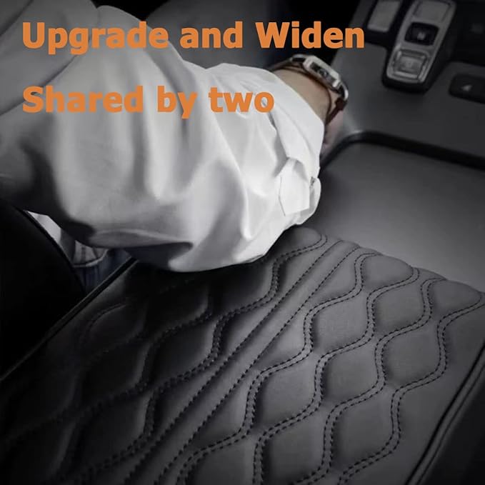BODLYL Car Center Console Cover, Memory Foam Car Armrest Cushion, Black Auto Arm Rest Pad, Leather Arm Rest Covering Car, Hand Rest Pillow for SUV/Truck/Vehicle (Black)
