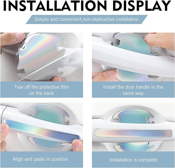 8 PCS Car Door Handle Protector Stickers, Anti-Scratch Door Bowl Paint Guard Stickers, Self-Adhesive Car Doors Paint Protective Film, Universal for Most Cars (Multicolored)