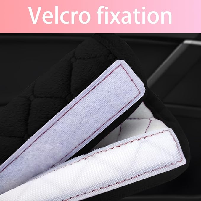 2PCS Car Grab Handle Cover, Soft Velvet Vehicle Door Pull Handle Protector, Anti-Scratch Automotive Interior Grip Gloves Decoration Accessories, Universal for SUV, Sedan, Truck (Black)