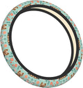 Dogs Flower Art Universal Fit Steering Wheel Cover for Car, Truck, and SUV, Durable Steering Wheel Protection
