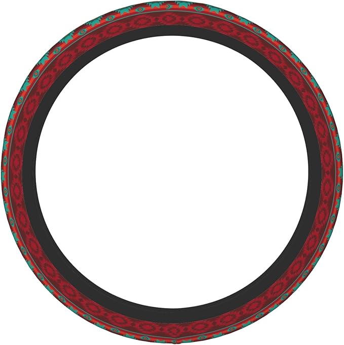 Red Southwestern Steering Wheel Cover for Women Men Girls, Universal 15 Inch Anti Slip Steering Wheel Protector Car Accessories Interior for Auto Truck SUV