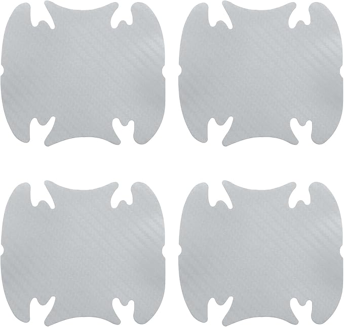 HARFINGTON 4pcs Car Door Handle Scratch Protectors Carbon Fiber Bowl Cover Anti Scratch 3D Sticker Automotive Door Handle Cups Protective Film Bowl Sticker for All Cars, Silver Tone