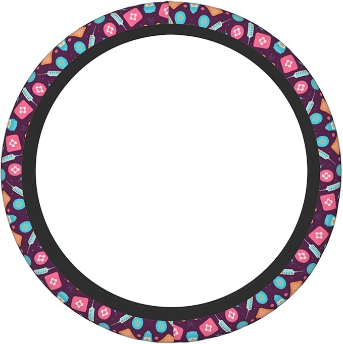 Medical Nursing Neoprene Steering Wheel Covers Women Men Car Accessories, Universal 15 Inch Fit Auto, Suvs, Truck