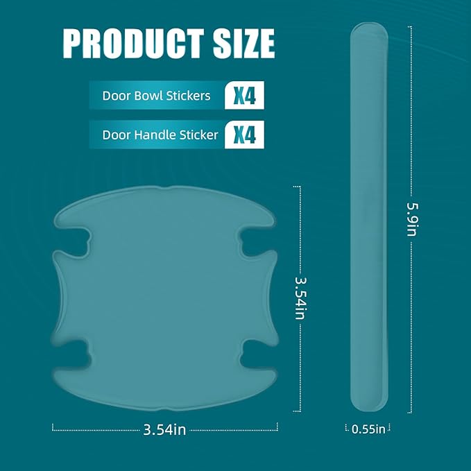 8PCS Car Door Handle Protector, Auto Door Bowl Anti-Scratches Silicone Guards, Car Bumper Rearview Mirrors Anti-Collision Strips for Cars Trucks SUVs (Transparent)