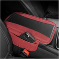 Mandark Car Center Console Cover with 2 Storage Bags, Auto Interior Arm Rest Storage Box Pad Accessories, Carbon Fiber Leather Vehicle Armrest Cushion, Universal for SUV, Truck, RV (Red)