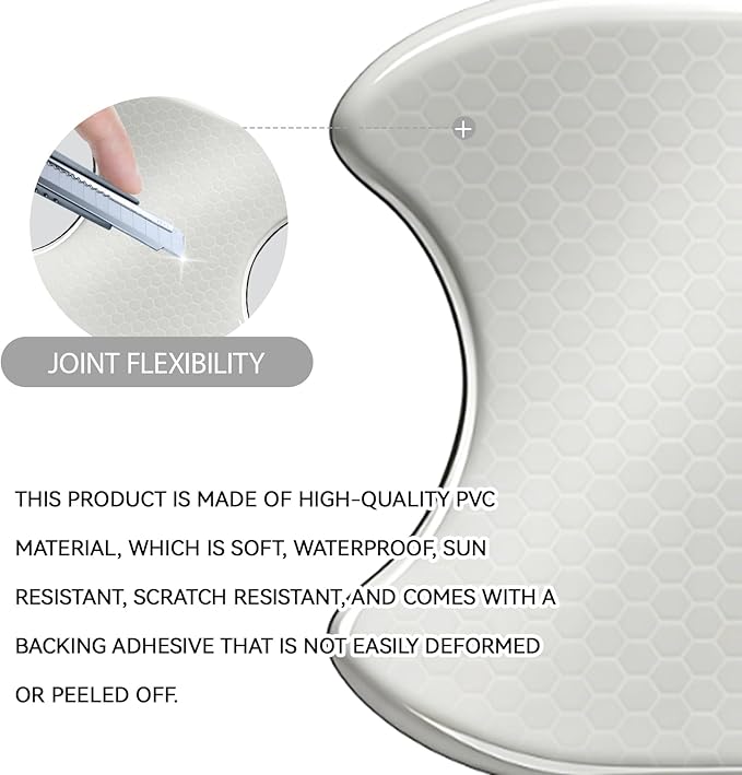 Car Door Handle Scratch Protectors Edge Guards, Reflective Anti-Scratch Door Bowl Handle Stickers Universal for Cars SUVs Trucks Doors Entry Guard Automotive Exterior Accessories (White, 8PCS)