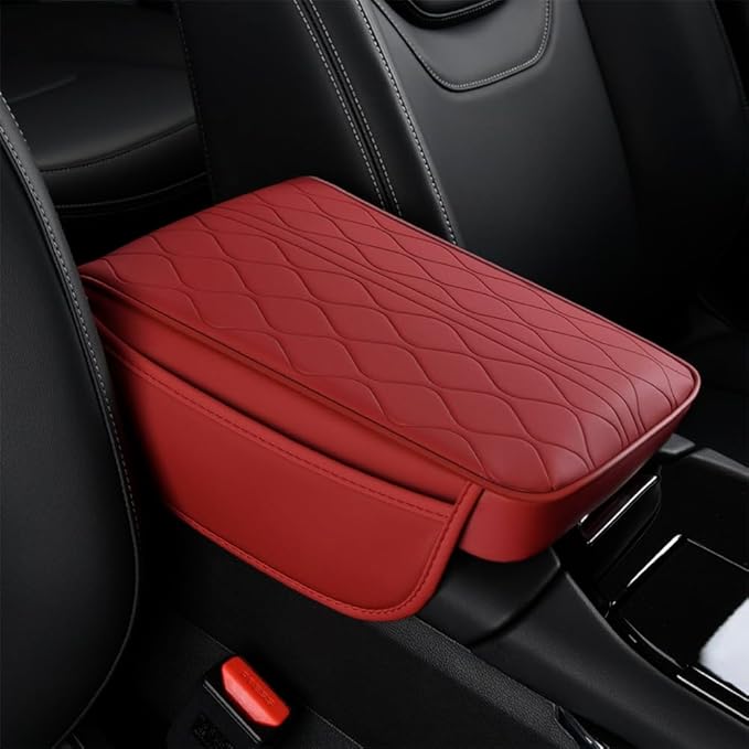 Centre Armrest Cover for Nissan Titan, Rest Pad Arm Protector Shield Overlay Rest Console Mat Guard Cushion Pad Box Support Lid Case,Red