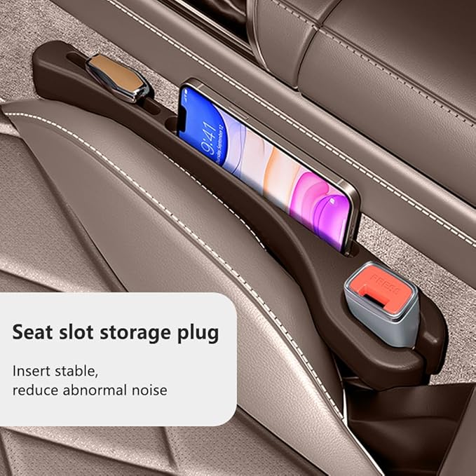 2PCS Car Seat Gap Filler with Phone Holder,[New Upgrade] Car Side Seat Gap Filler for Avoiding Things Falling,Universal Car Seat Organizer Car Interior Accessories (Brown)