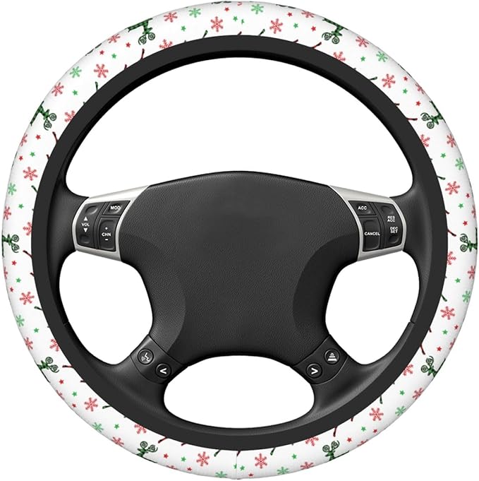 Elastic Steering Wheel Cover, Christmas Buffalo Plaid Reindeer Universal 15 Inch Non-Slip Breathable Steering Wheel Protector, Car Accessories Fit Auto, Suvs, Truck, Sedans