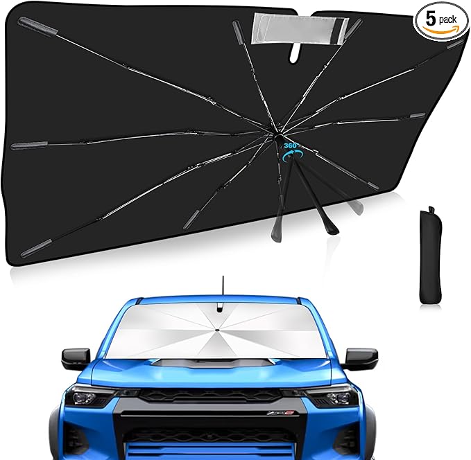 2025 Upgrade Windshield Sun Shade Umbrella Custom Fit Chevrolet Colorado 2023-2025 Foldable UV Protection Car Cover, Emergency Rain Shield & Dashboard Protector - Durable Auto Accessory