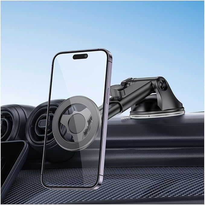 Magnetic Car Phone Holder, 360° Adjustable Vehicle Cell Phone Mount with Suction Cup Stand, Automotive Smartphone Holder for Dashboard Windshield, Universal for SUV RV Truck (StyleA)