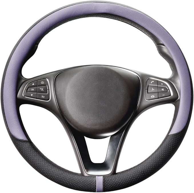 COFIT Breathable Car Steering Wheel Cover 16 inch Auto Universal Leather Wrap Non-Slip Steeringwheel Protector Automotive Interior Accessories, Purple (Suit for 15.5-16 inch)