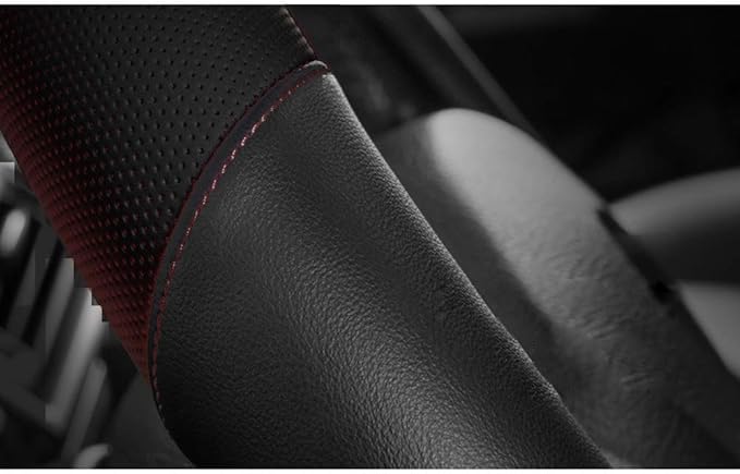Universal Leather Car Steering Wheel Cover Colorful Steering Wheel Cover Cute Women 15 Inch Steering Wheel Protector (Black)