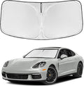for Porsche Panamera 2017-2025 Windshield Sun Shade - 4 Layers Car Sunshades for Front Windows Shade Cover Custom Fit Panamera Sun Visor 240T Retractable Shade Blocks UV Rays Car Accessories