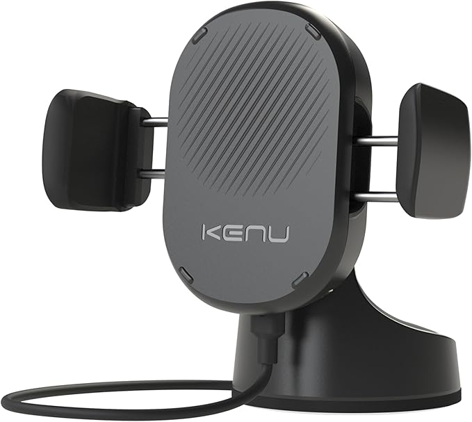 Kenu Airbase Car Phone Mount Wireless Charger - Windshield, Dashboard, Desk Phone Holder - Suction Cup and 360 Degree Pivot, Qi Fast-Charging - Use with Latest iPhones, Samsung and Androids