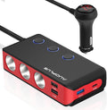 Car Cigarette Lighter Adapter, USB C Charger 30W and Quick Charge 3.0 Car Cigarette Lighter Splitter, 12V/24V Independent Switches, Fast Car USB Charger for All Car Devices, iPhone 14/13/12 pro