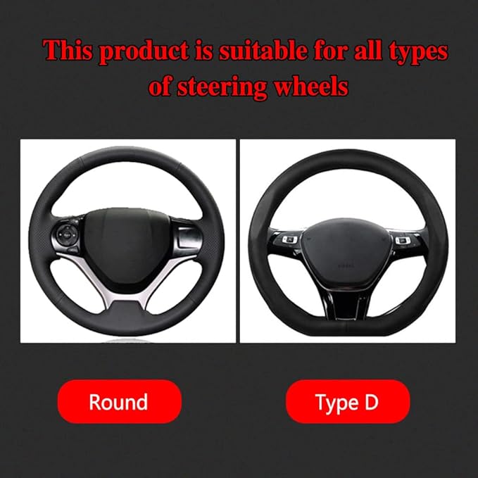 Car Steering Wheel Cover, 15 Inch Microfiber PU Leather Car Steering Wheel Cover, Breathable Anti-Slip Steering Wheels Accessories for Men Women, Car Interior Accessories for Most Cars