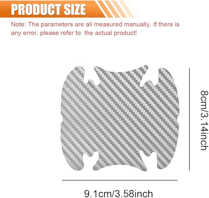 4PCS Car Door Handle Cup Scratch Protector, 3D Carbon Fiber Door Bowl Sticker, Car Paint Protective Film, Universal Automotive Doors Handle Guard Pad for Most Cars (Silver)