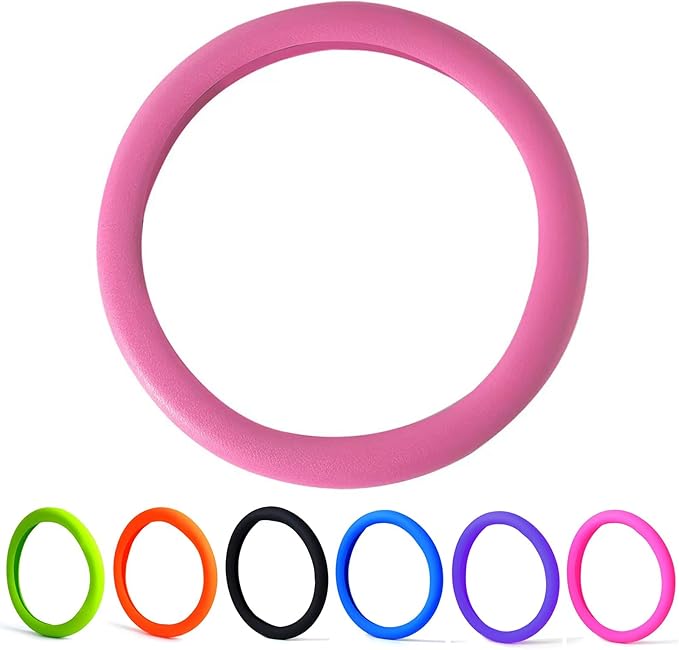 30% Thicker Universal Stretchy Silicone Steering Wheel Cover for 14” 15” 16” Wheels - Anti-Slip Grip & Enhanced Control for Men & Women, All Weather Protection (Pink)