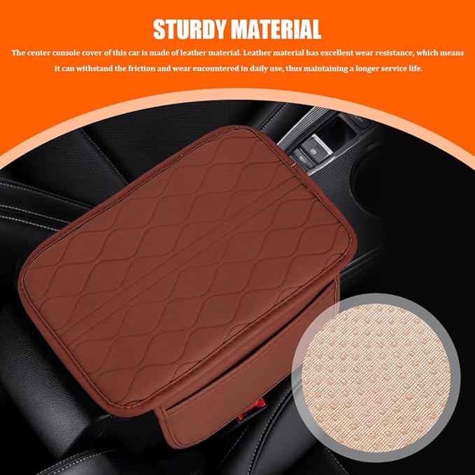 Leopard Cheetah Print African Animal Hunting Auto Center Console Armrest Pad, Car Center Console Cover, Auto Accessories Soft Comfort Armrest Cover Cushion Mat for Most Cars (Brown-K3)
