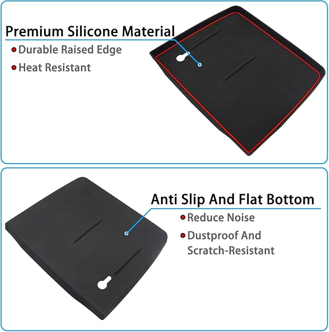 Center Console Silicone Mat Fit for Honda Pilot Accessories 2023-2025 2026 for Passport Accessories 2026 Wireless Charging Mat Non-Slip Protector Pad (Red)