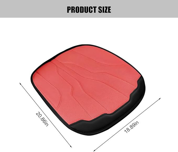 Car Seat Cushion Pad, Comfortable Foam Non-Slip Vehicle Front Seat Bottom Protector for Back Pain Relief, Breathable Automotive Chair Covers, Universal for SUV RV Truck (Red)