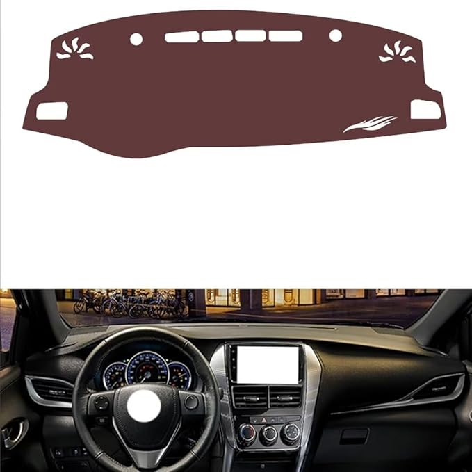 Leather Dashboard Cover Compatible with Toyota Vios 2019，Dash Cover, Non-Slip Dash Cover, Dash mat Dashboard Cover, Interior Dash Covers
