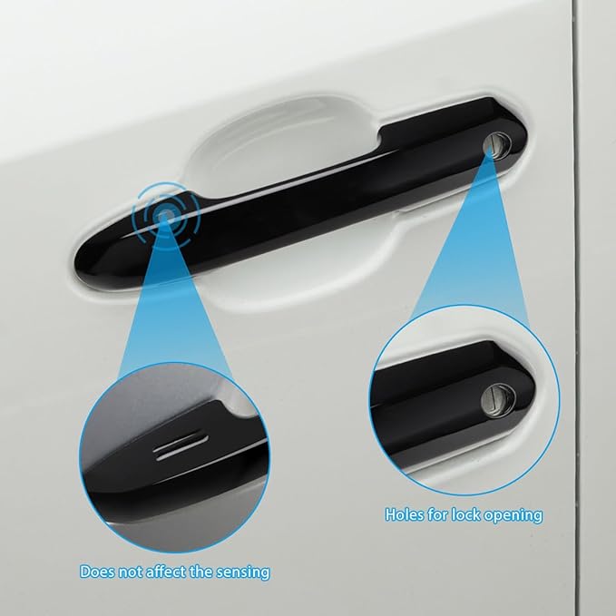 DLOVEG Upgraded Snap-on Door Handle Cover Compatible for 2019-2024 2025 Toyota Rav4 Accessories for Highlander 2020-2024 2025 No Adhesive Black Handle Protectors Glossy Black