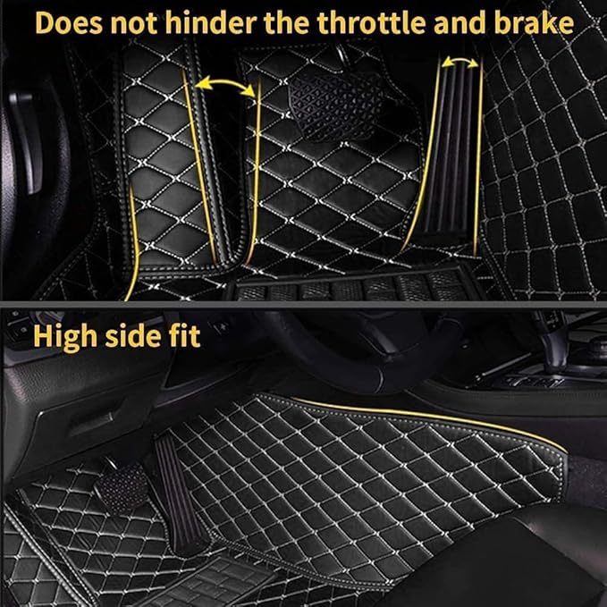 Custom Making Car Floor Mats for 96% Car Model Luxury Leather All Weather Waterproof Anti-Skid Full Coverage Liners (Beige and Brown)