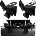 2 PCS Car Seat Headrest Hooks, Cute Bow Shaped Vehicle Backseat Storage Hooks, Leather Bow Shaped Sturdy Car Seat Back Hooks for Purses/Coats/Umbrellas, Car Accessories (Black)